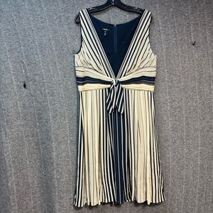 Escada Elegant Navy and Cream Midi Dress